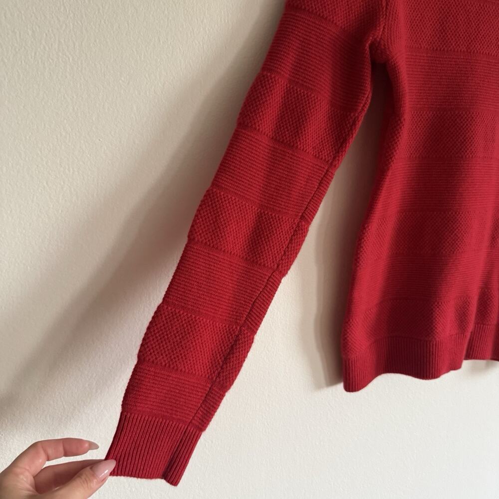 Miss Wu 100% Cashmere Red Textured Stripe Crewneck Quiet Luxury Sweater Womens S - Picture 3 of 7